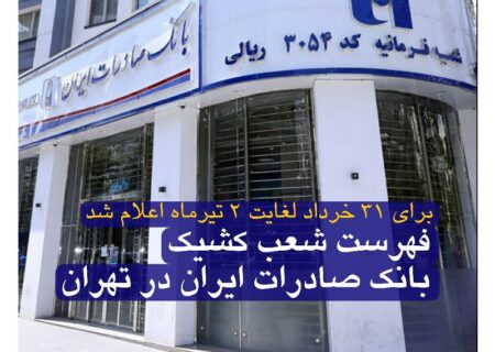 فهرست شعب کشیک بانک صادرات ایران در تهران