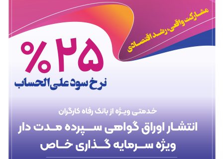 انتشار اوراق گواهی سپرده خاص از سوی بانک رفاه کارگران تداوم دارد