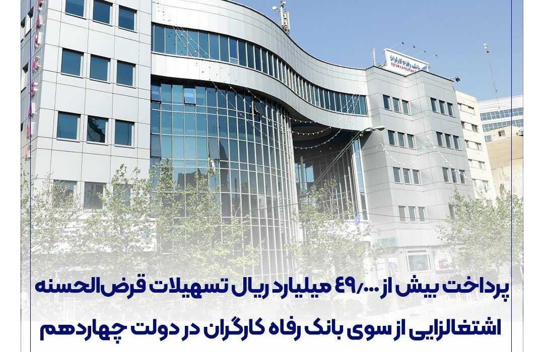 پرداخت بیش از 49.000 میلیارد ریال تسهیلات قرض‌الحسنه اشتغالزایی از سوی بانک رفاه کارگران در دولت چهاردهم