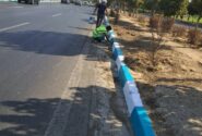 رنگ‌آمیزی ۱۰ هزار متر از جداول بزرگراه شهید کاظمی در منطقه ۱۹