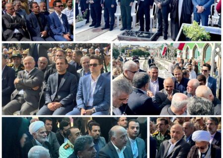 عطرافشانی گلزار شهدای ساری با حضور رئیس بنیاد شهید و امور ایثارگران کشور و مدیرعامل بیمه دی