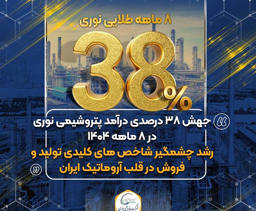 جهش ۳۸ درصدی درآمد پتروشیمی نوری در ۸ ماهه ۱۴۰۴/رشد چشمگیر شاخص های کلیدی تولید و فروش در قلب آروماتیک ایران
