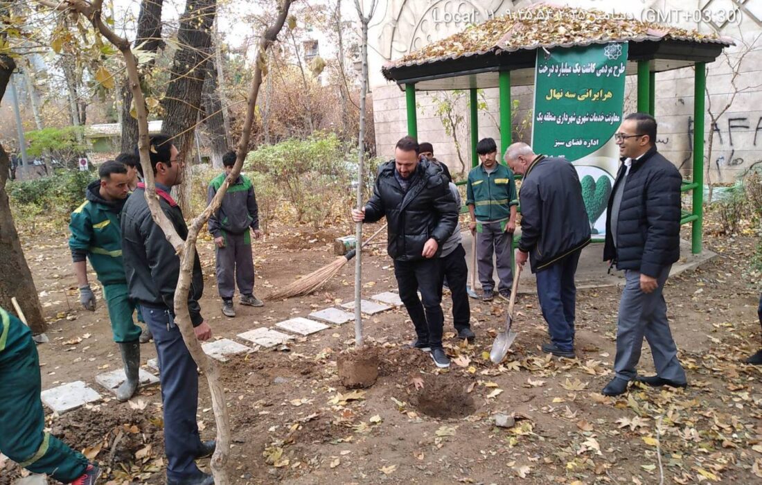 کاشت ۱۴۵۰ اصله نهال در منطقه یک؛ گامی عملی در مسیر طرح ملی یک میلیارد درخت